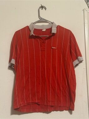 Ellesse Red Pinstripe Polo Shirt Size M